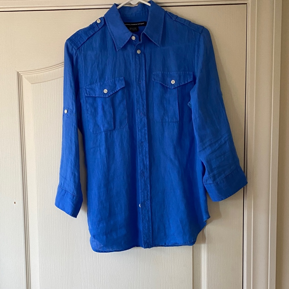 NWOT Ralph Lauren Sport Blue Linen Shirt